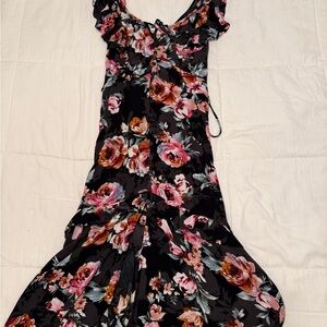 Band of Gypsies Pink and Orange Ruffled Maxi Dress